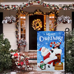 Snowman Garden Flag 12x18 Snowflake Winter Decor