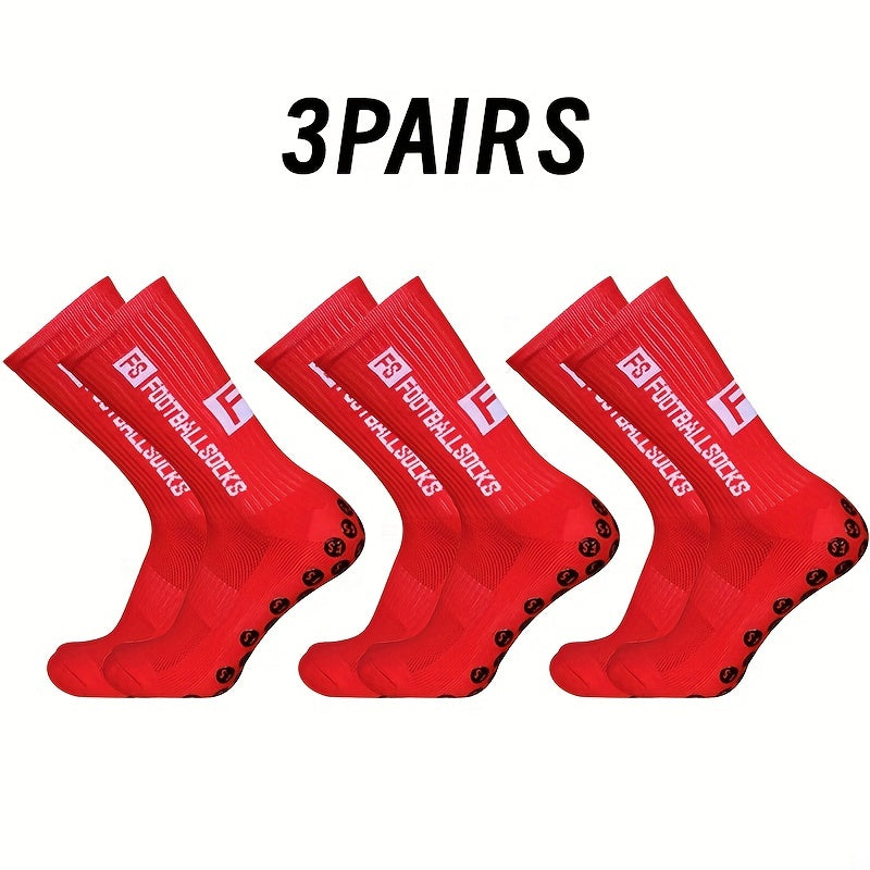 3 Pairs Soccer Mid Calf Socks Breathable Sweat Absorbing Non Slip