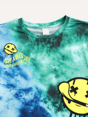 Boys Tie Dye T-shirt & Shorts Set Round Neck Top Casual Kids Clothes Summer