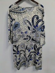 Paisley Print 3/4 Sleeve Round Neck Loose Fit Top