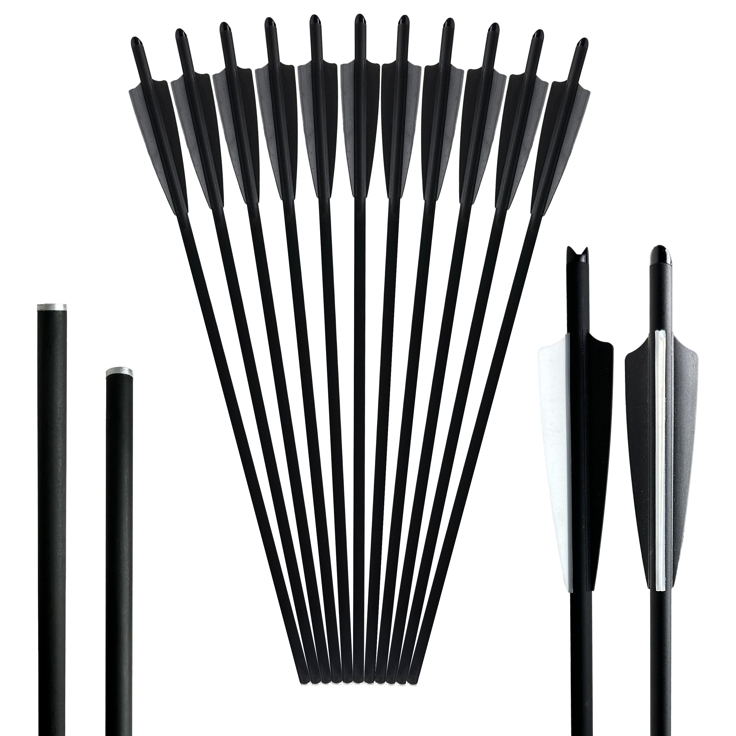 12pcs 20in Carbon Fiber Shield Feather Bowfishing Accessory Fish Catching