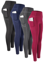 Solid Sports Leggings with Pocket High Waist Running Yoga Fitness Tight Pants
