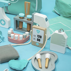 36 PCS Wooden Doctor Playset For Toddlers Pretend Toy Dentist Kit