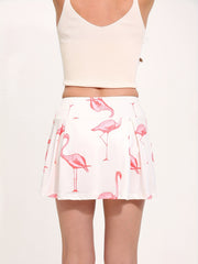 Flamingo Graphic Casual Sports Skirt Women Summer Skorts Tennis Golf Fitness