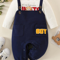 Cute Baby Outfit Letter Printed T shirt & Overalls