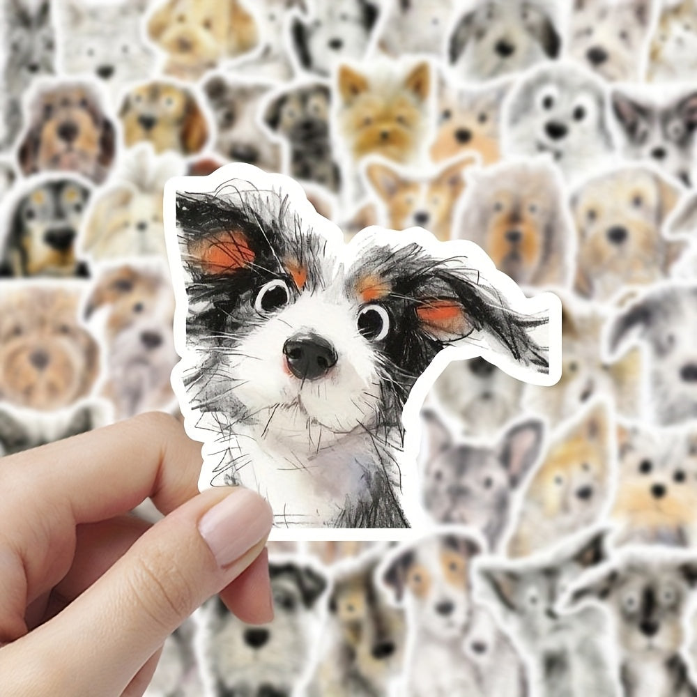 60 Dog Sketch Stickers Reusable Cartoon Pet Decals, Assorted Designs Self Adhesi