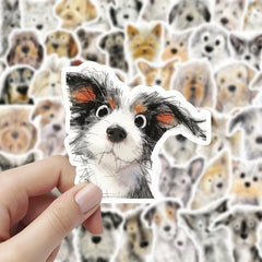 60 Dog Sketch Stickers Reusable Cartoon Pet Decals, Assorted Designs Self Adhesi