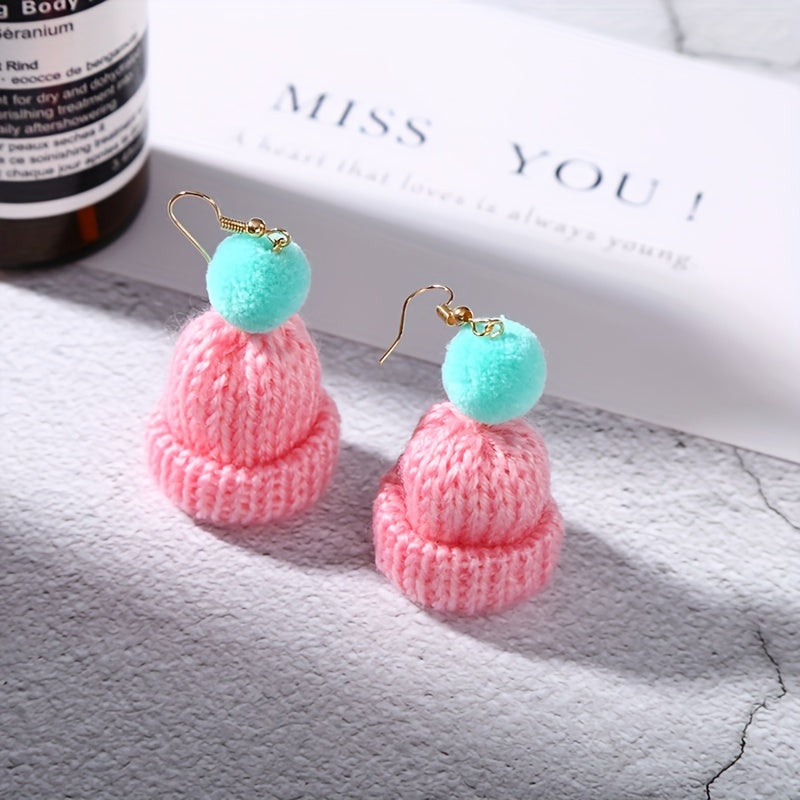 Christmas Knitted Hat Earrings Party Jewelry Gift