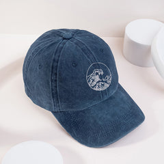 Vintage Ocean Wave Print Embroidered Baseball Cap