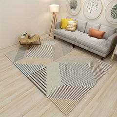 Modern Geometric 6'X8 5' Area Rug Minimalist Distressed Rug