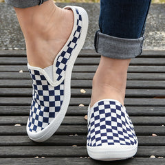 Checkboard Slip On Casual Shoes Lightweight Breathable Sport Running Sho