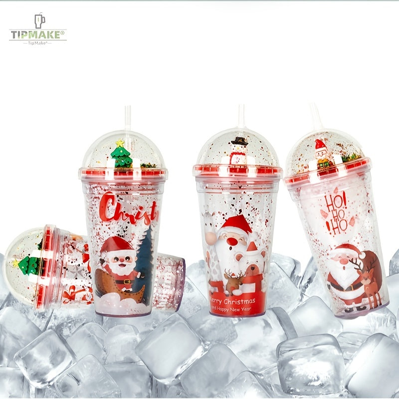 Christmas Series Plastic Cup Large Capacity Hand held Christmas Cup