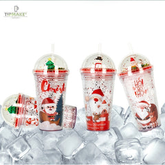 Christmas Series Plastic Cup Large Capacity Hand held Christmas Cup