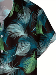 Men's Tropical Leaf Print Camp Collar Hawaiian Shirt