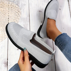 Women's Knitted Flat Shoes Soft Sole Slip On Shoes Comfy Outdoor Flats