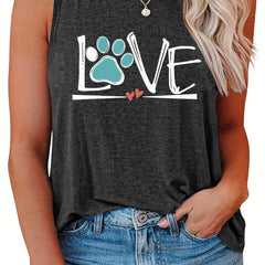 Women's Paw & Heart Print Tank Top