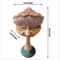 Hand Carved Mushroom Statue for Patio or Garden Decor