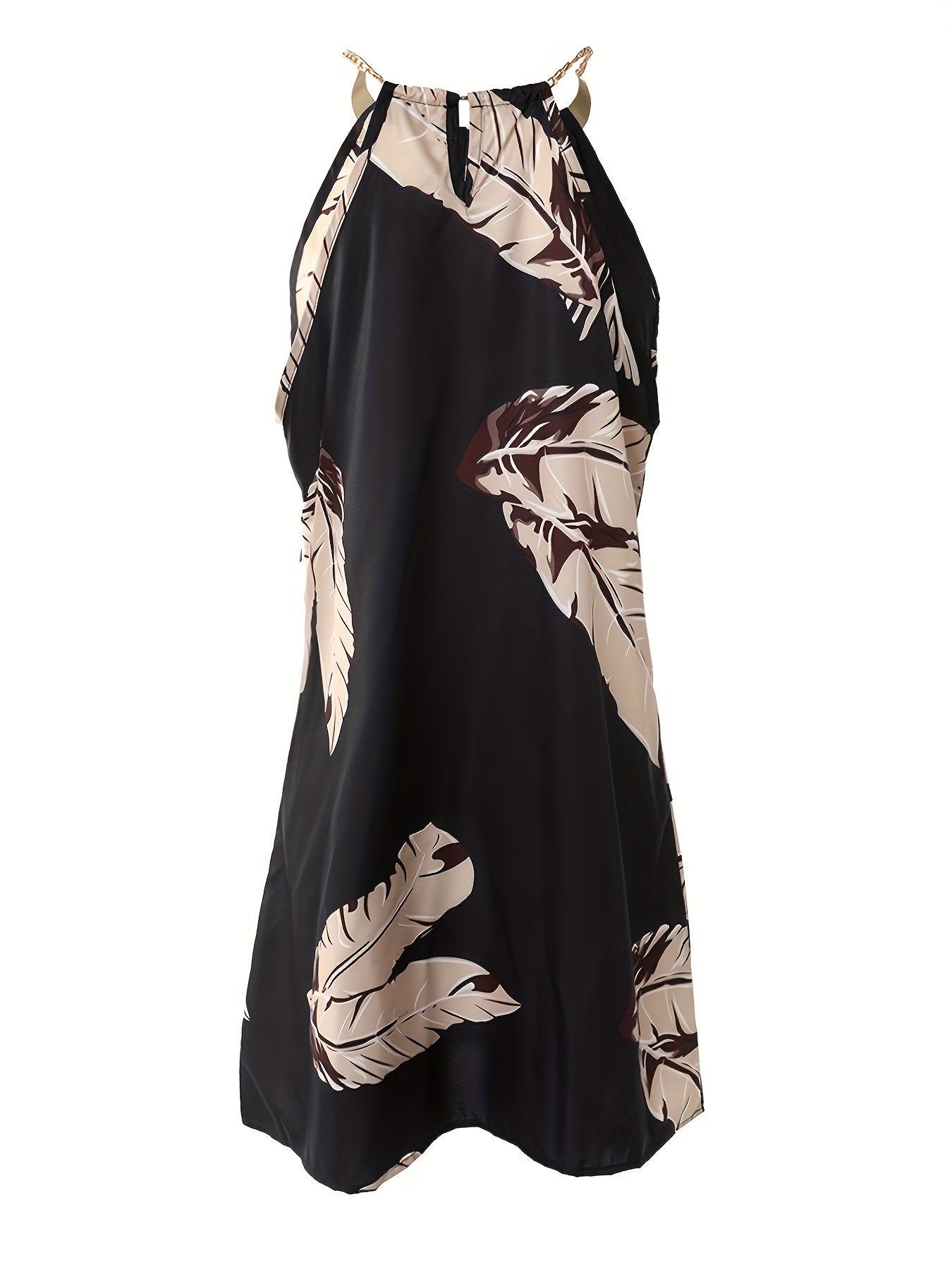 Marble Print Halter Neck Dress Boho Sleeveless Dress