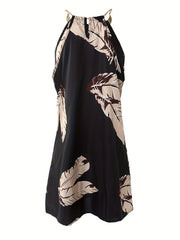 Marble Print Halter Neck Dress Boho Sleeveless Dress