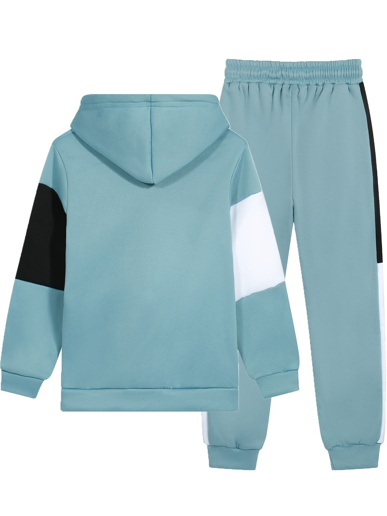 Boy's 2pcs Block Hoodie & Sweatpants Set Spring Fall Casual Outfits