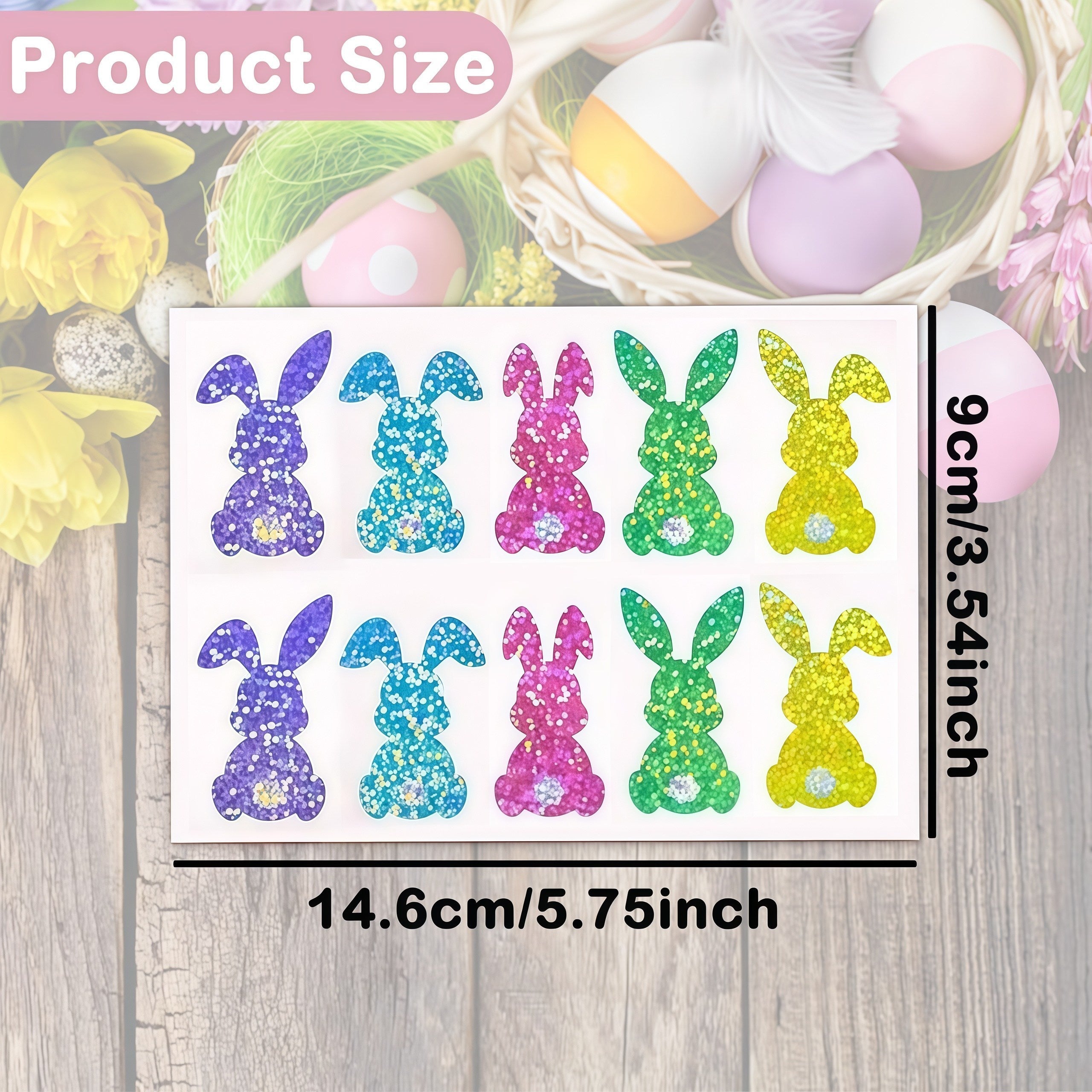 Glitter Easter Bunny Stickers 5 Colors Self Adhesive Journals Party Decor
