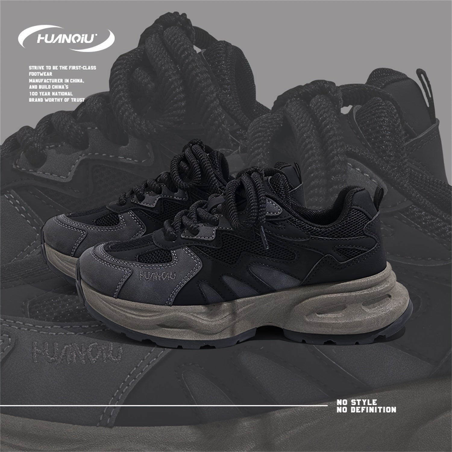 HUANQIU Women's Retro Dad Shoes Lace up Non slip Outdoor Chunky Sneakers