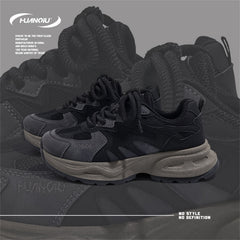 HUANQIU Women's Retro Dad Shoes Lace up Non slip Outdoor Chunky Sneakers