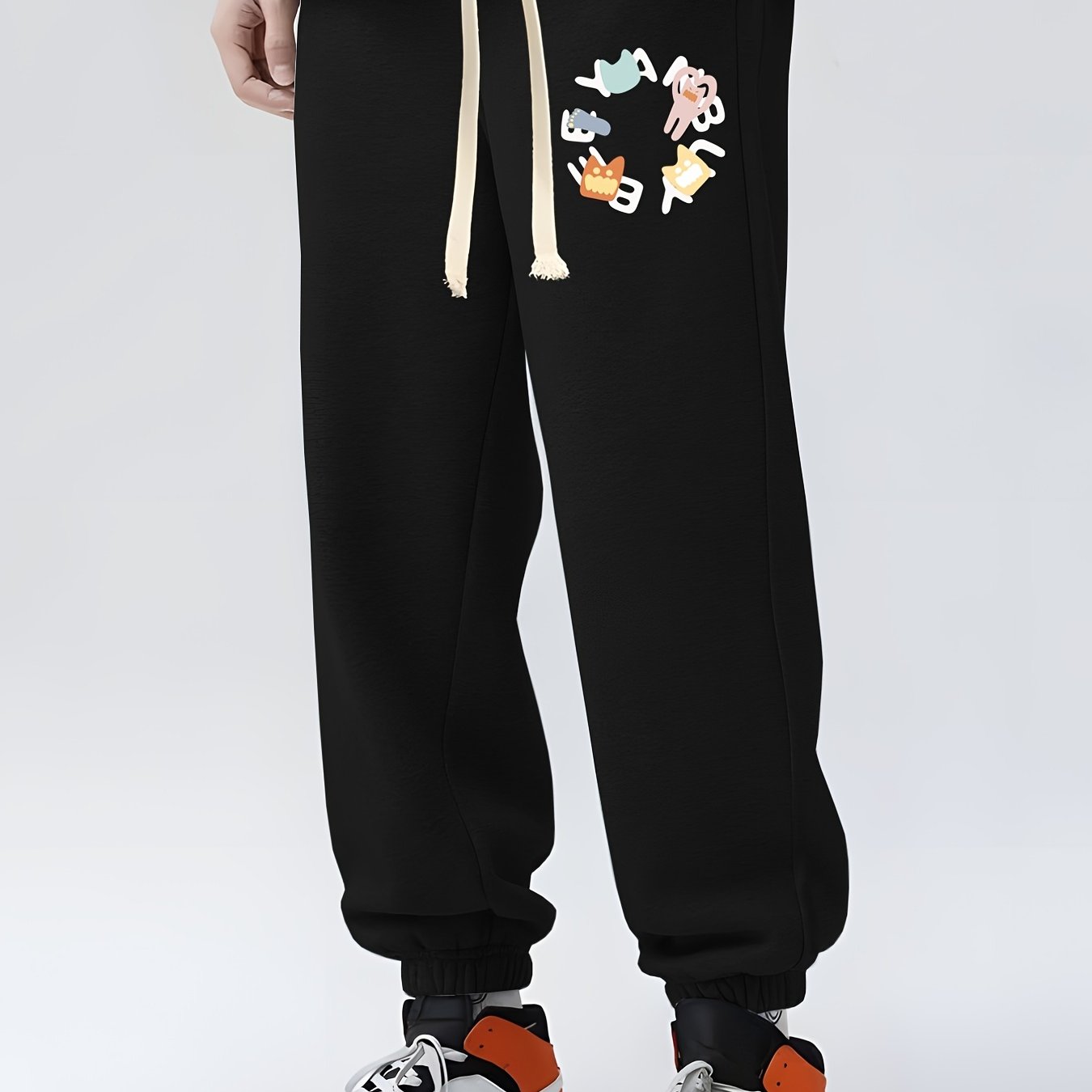 Letter Ring Print Sweatpants Casual Drawstring Jogger Pants