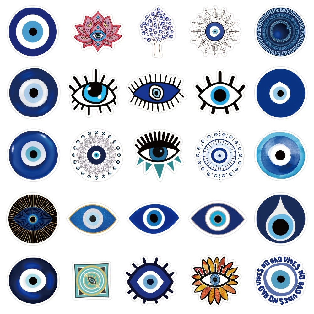 50pcs Evil Eye Doodle Waterproof Stickers for Laptop Water Bottles Travel Case
