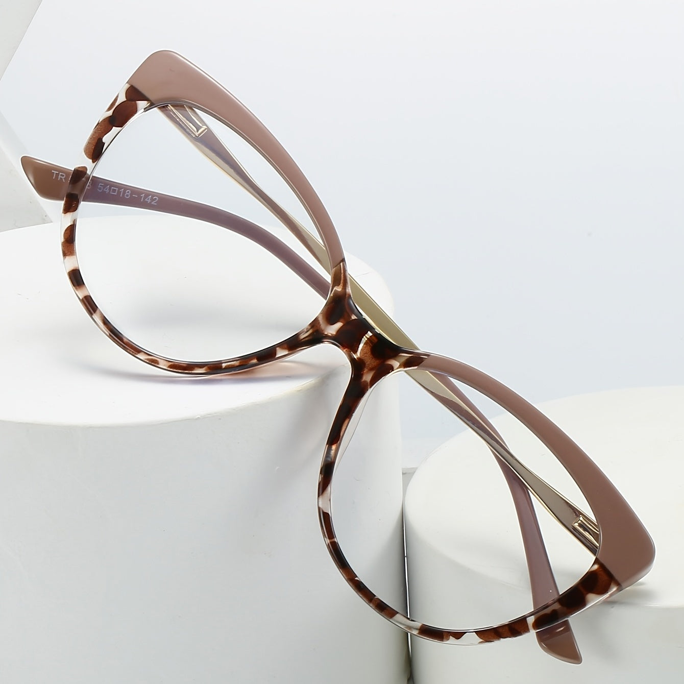 Leopard Cat Eye Retro Glasses with Metal Temple