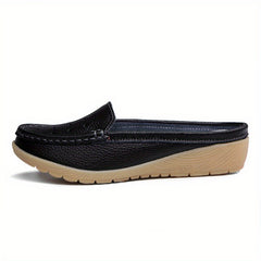 Women's Hollow Out Wedge Mules Closed Toe Slip On Slides Shoes