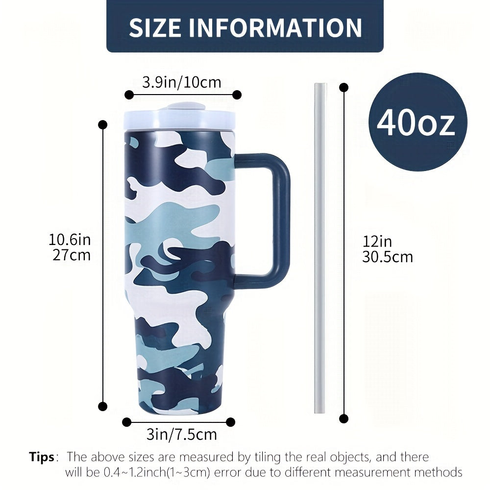 40oz Camo Starry Insulated Tumbler w/ Straw - Leakproof for Camping