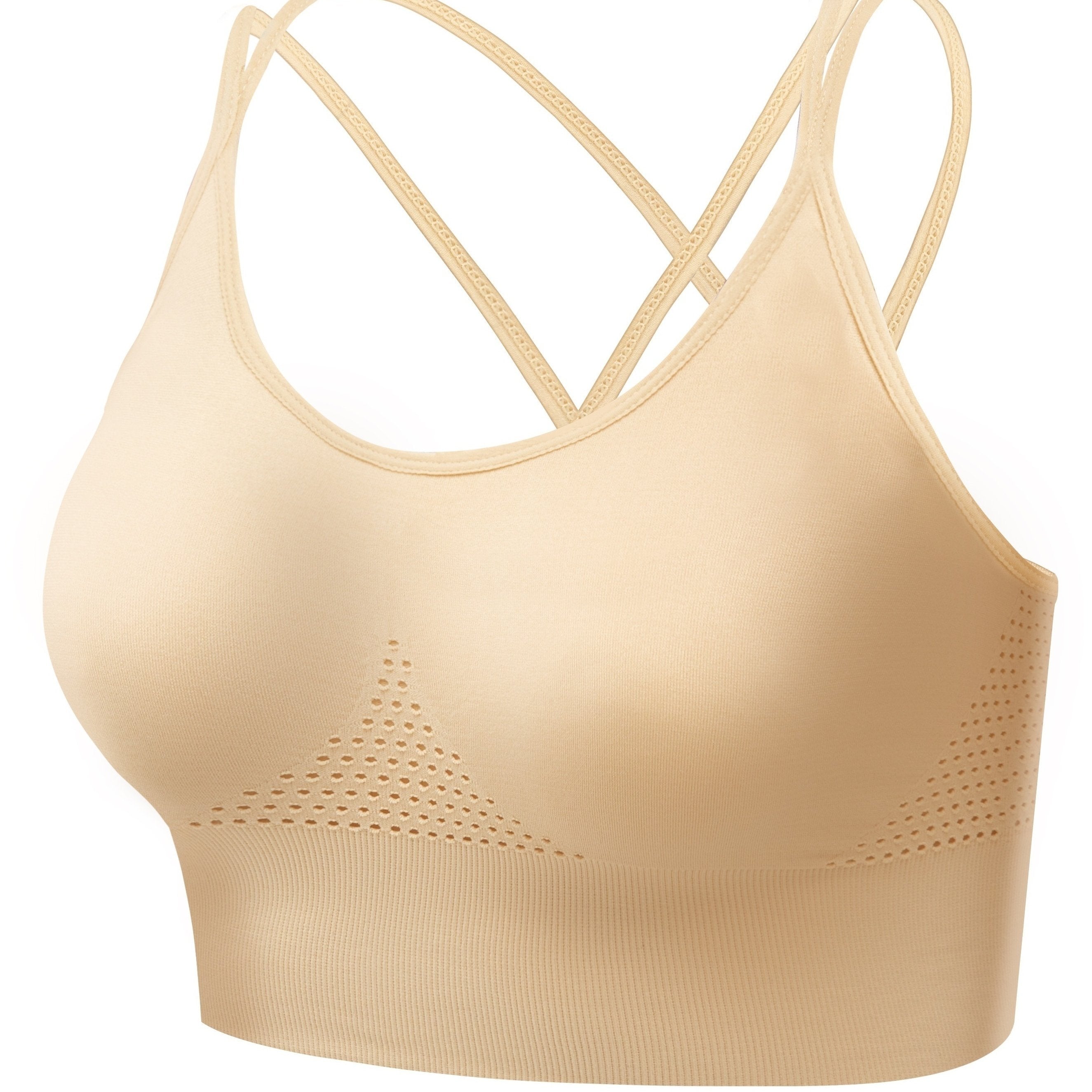 Breathable Push Up Sports Bra with Cross Shoulder Strap