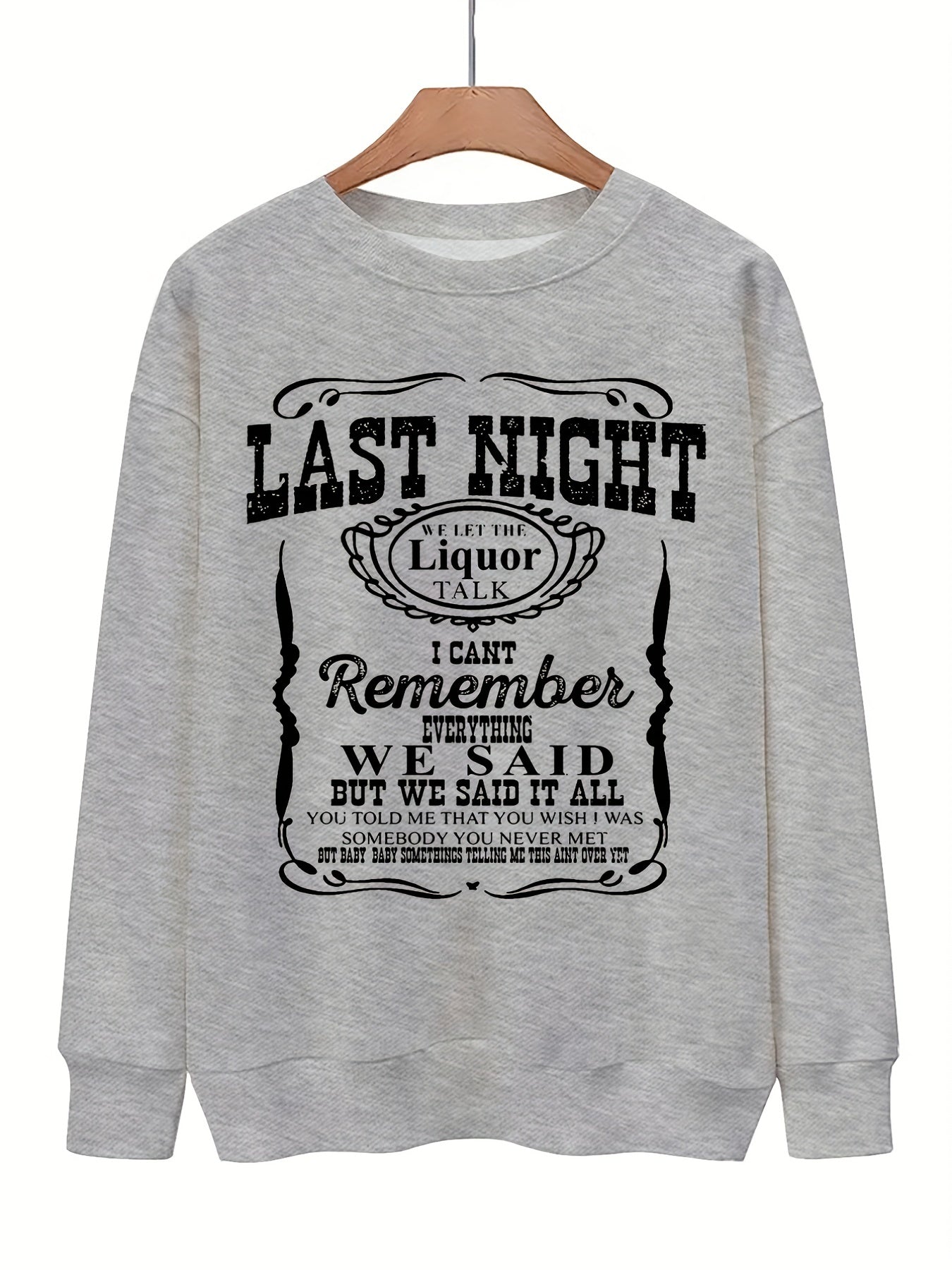 Letter Print Pullover Sweatshirt for Fall & Winter Women's Clothing