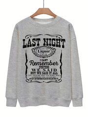 Letter Print Pullover Sweatshirt for Fall & Winter Women's Clothing