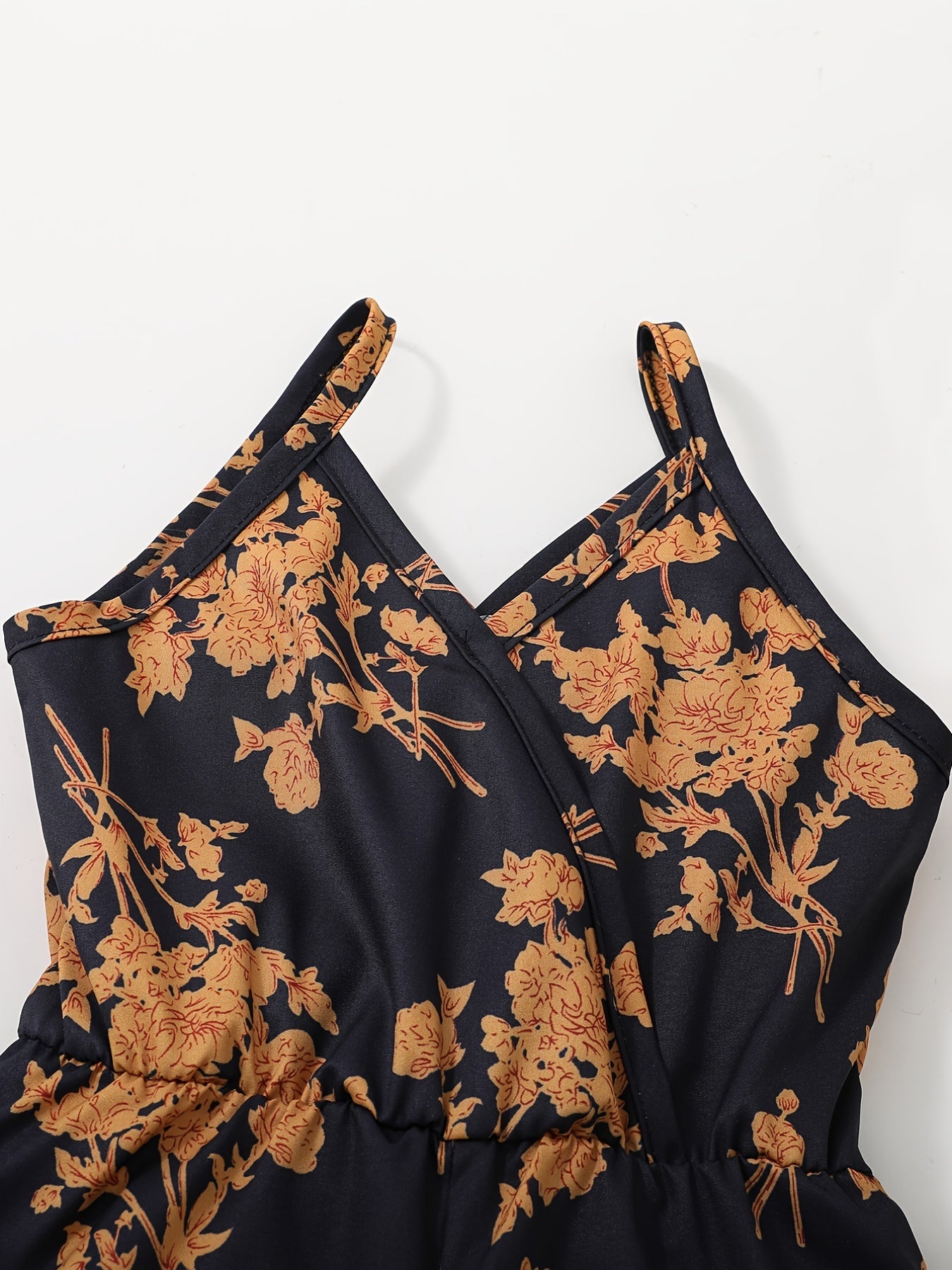 Girls Floral Print Jumpsuit High Waist Wide Leg Cami Romper Kids Summer Clothes