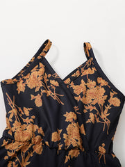 Girls Floral Print Jumpsuit High Waist Wide Leg Cami Romper Kids Summer Clothes