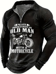 Motorcycle And Letters Pattern Men's Custom Fit Long Sleeve Shirt