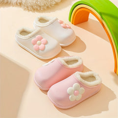 Flower Furry House Shoes for Girls Non-Slip Soft Bottom Walking Shoes