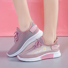 Women's Daisy Mesh Low Top Sneakers Breathable Lace Up Running Shoes