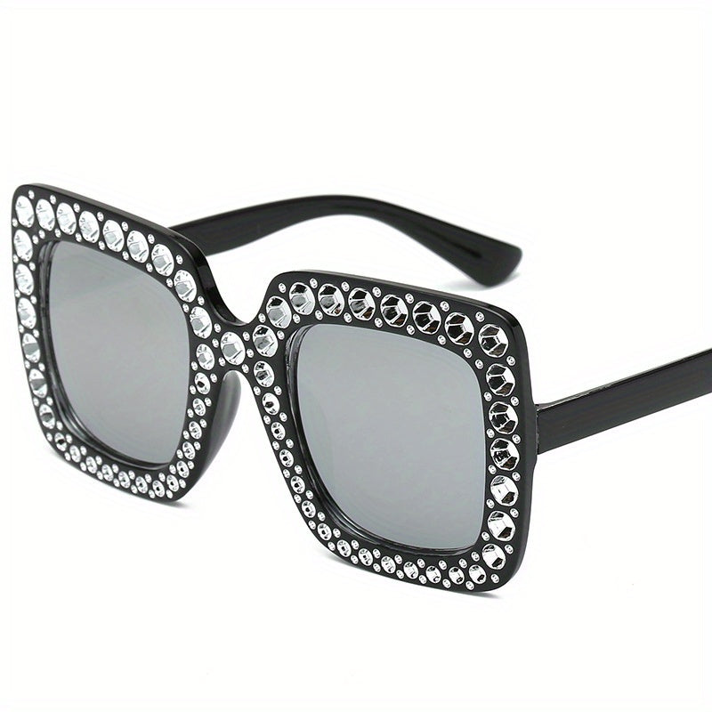 Oversized Square Sunglasses Rhinestone UV400 Sun Shades