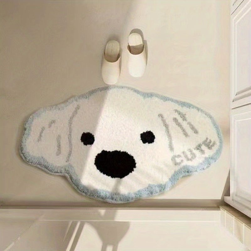 Dog Pattern Floor Mat Soft Plush Non-slip Bath Rug Machine Washable Bath Mat