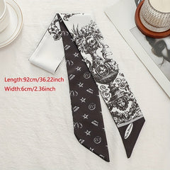 Vintage Geometric Print Skinny Scarf Hair Ribbon Neckerchief
