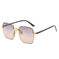 Oversized Square Frame Polarized Sunglasses Cut Edge Frameless