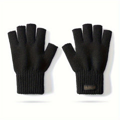 Men's Wool Half-finger Gloves - Winter Warmth, Windproof