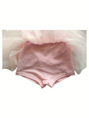 Sequin Bow Sleeveless Tutu Swimwear Set with Cap