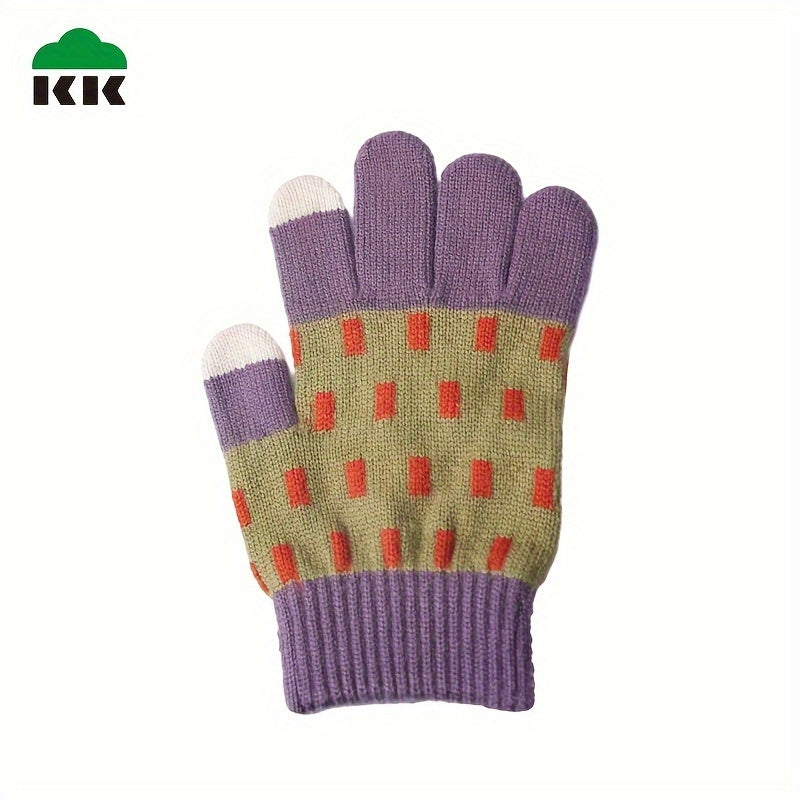 Kids Knitted Touch Screen Gloves for Spring Autumn Winter, Boys Girls Warm Glove