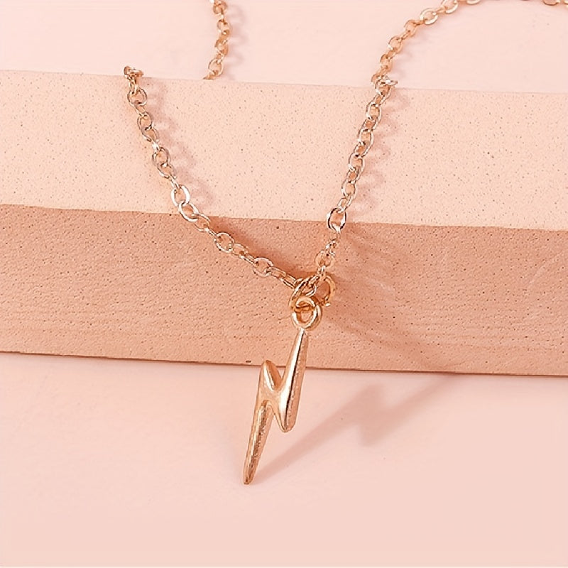 Stylish Golden Lightning Pendant Necklace for Her