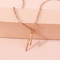 Stylish Golden Lightning Pendant Necklace for Her