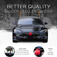 Car Christmas Reindeer Antlers & Nose Decorations with Jingle Bells